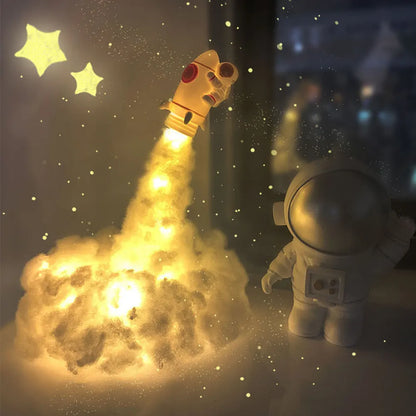 New DIY Creative Small Rocket Lamp Set with Astronaut Night Light